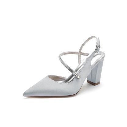 Rhinestone Strap Block Heel Sandals