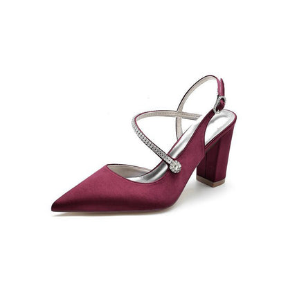 Rhinestone Strap Block Heel Sandals