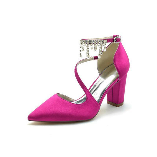 Pearl Tassel Block Heel Sandals