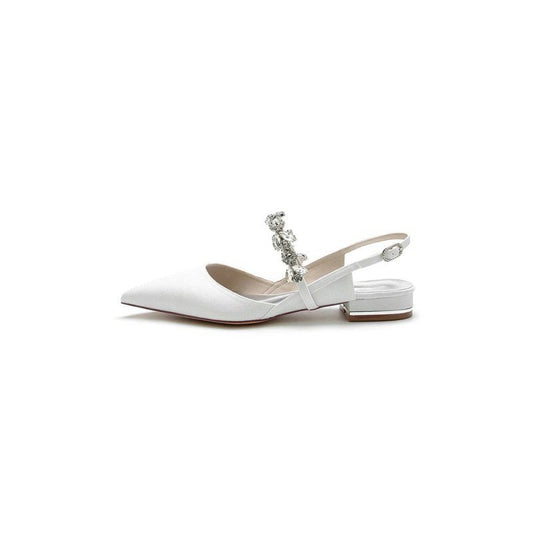 Crystal Strap Pointed Toe Low Heels