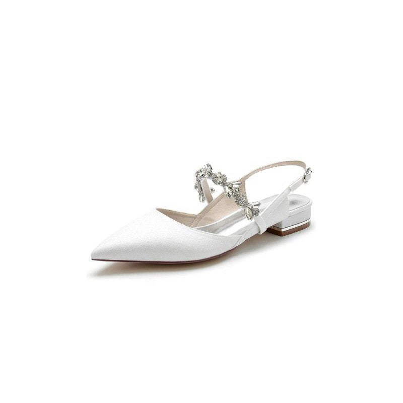 Crystal Strap Pointed Toe Low Heels