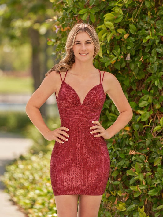 Bodycon V Neck Sequins Short Homecoming Dresses