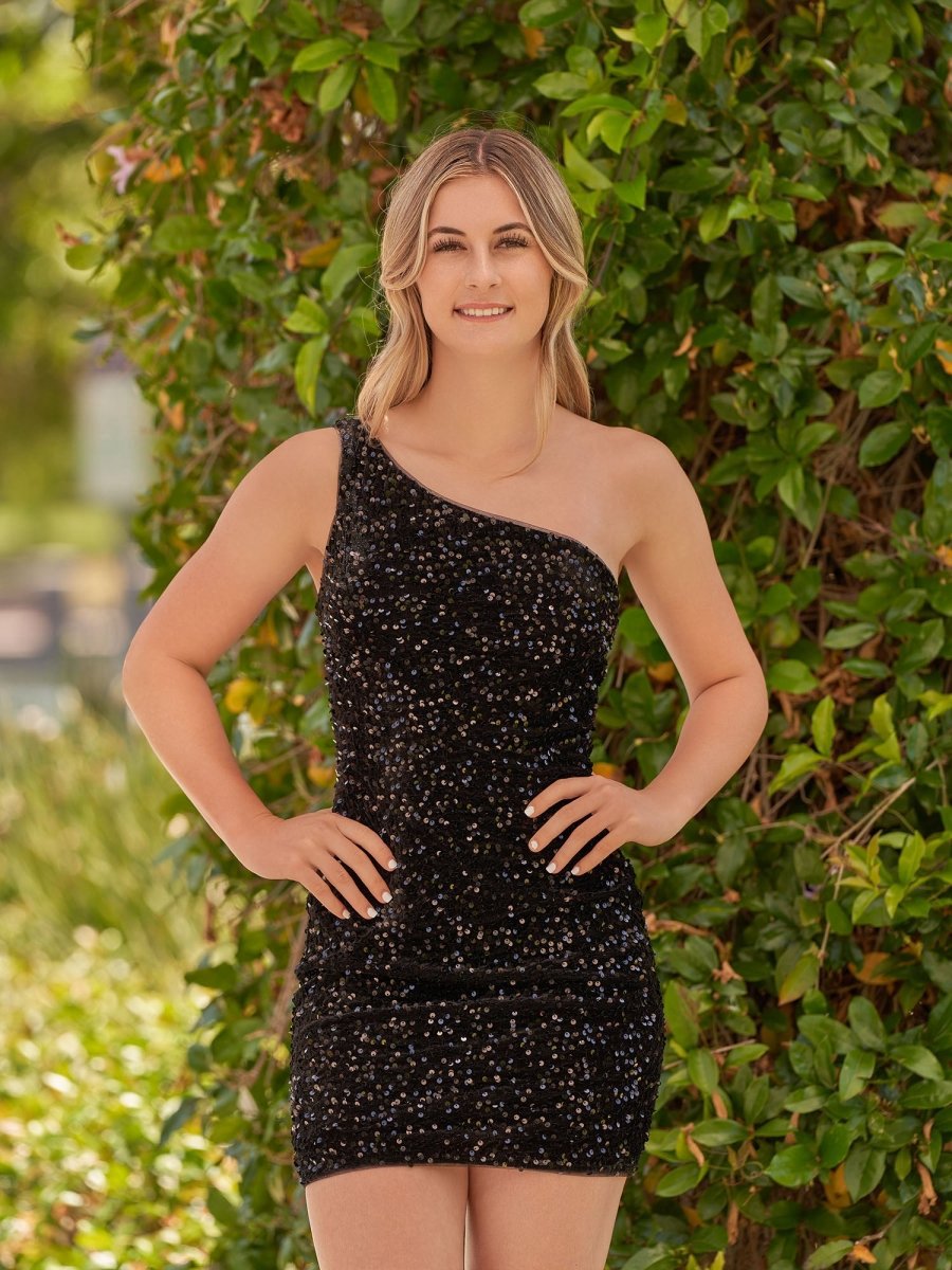 Tight Sequins One Shoulder Homecoming Dresses