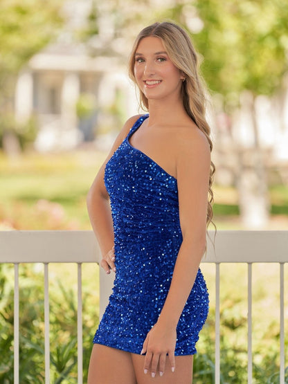 Tight Sequins One Shoulder Homecoming Dresses