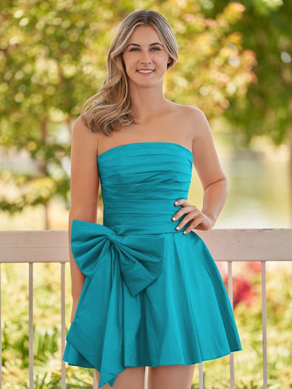 A-line Strapless Mini Homecoming Dresses with Bow