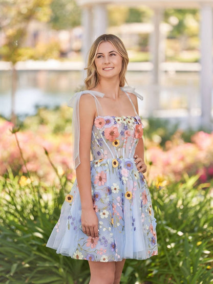 A-line Short Homecoming Dresses with 3D Flowers