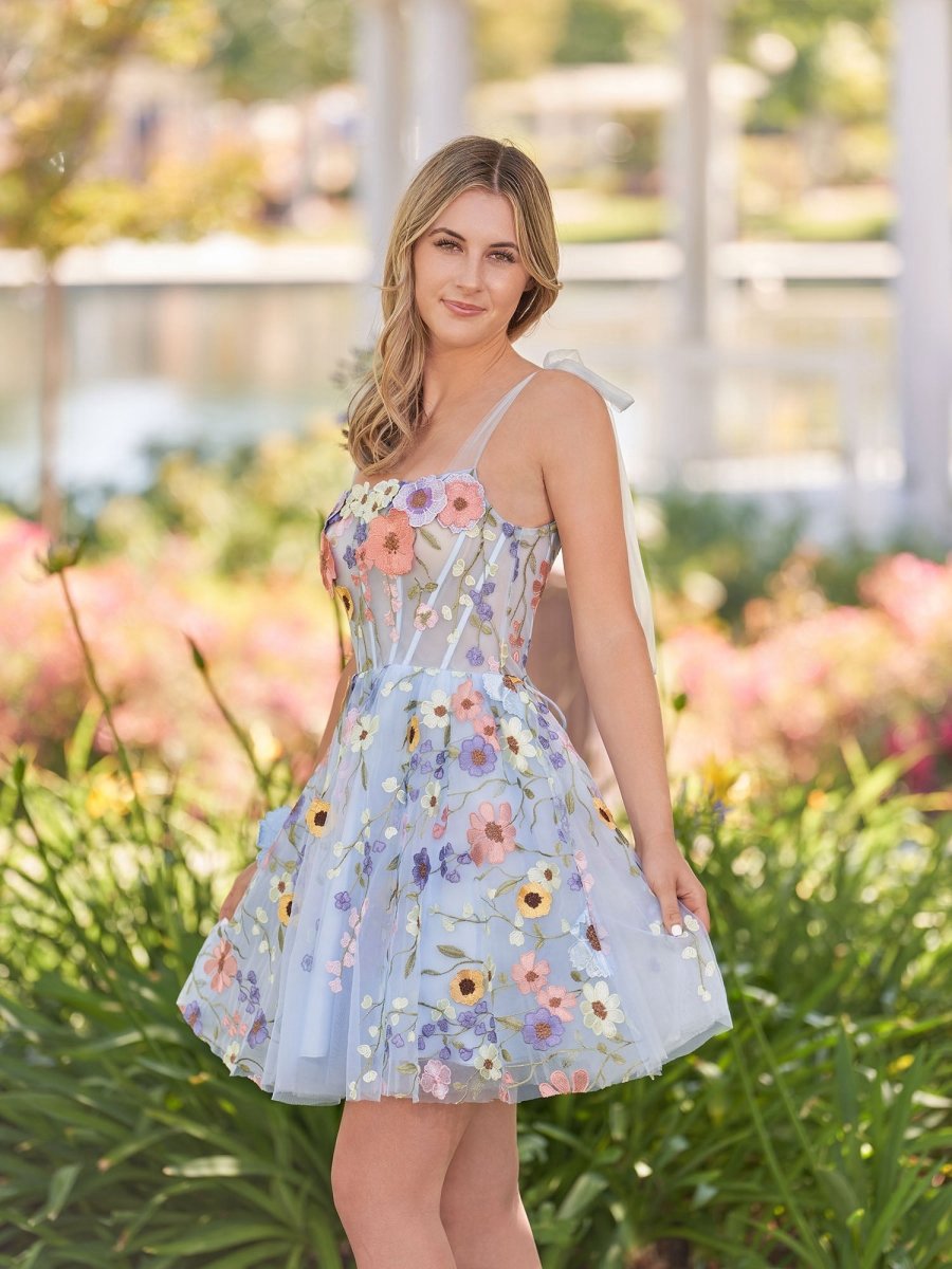 A-line Short Homecoming Dresses with 3D Flowers