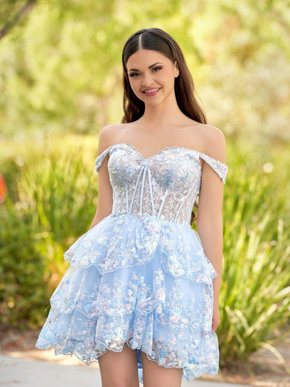 A-line Sweetheart Tie Short Homecoming Dresses