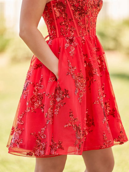 A-line Short Homecoming Dresses with Sequins