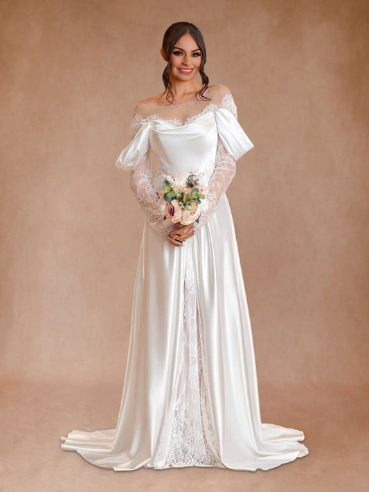 Mermaid Off-the-Shoulder Satin Lace Wedding Dresses