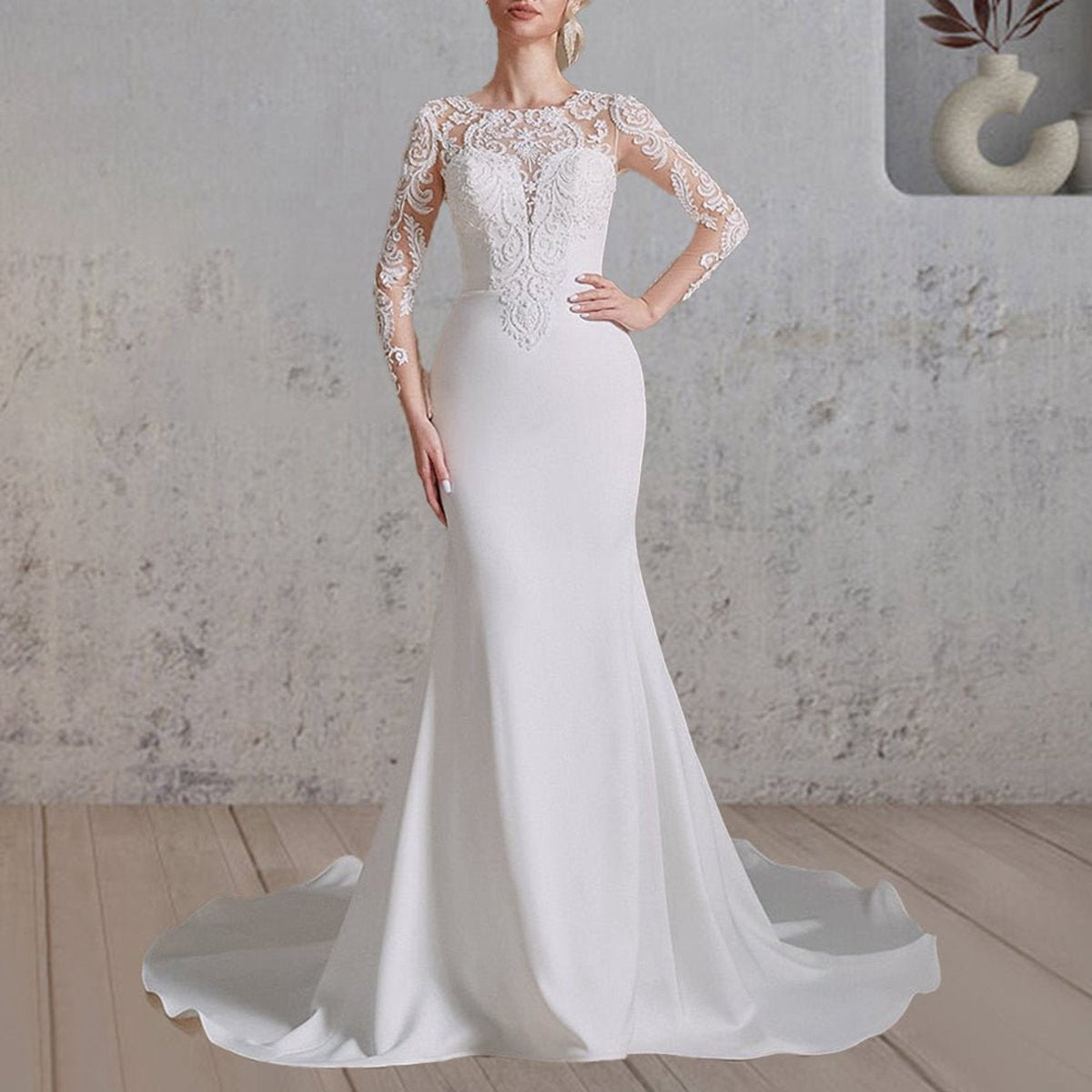 Mermaid Lace Appliques Beaded Wedding Dresses