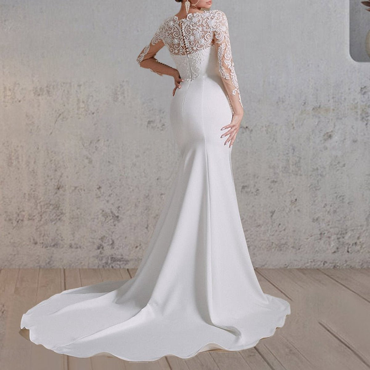 Mermaid Lace Appliques Beaded Wedding Dresses