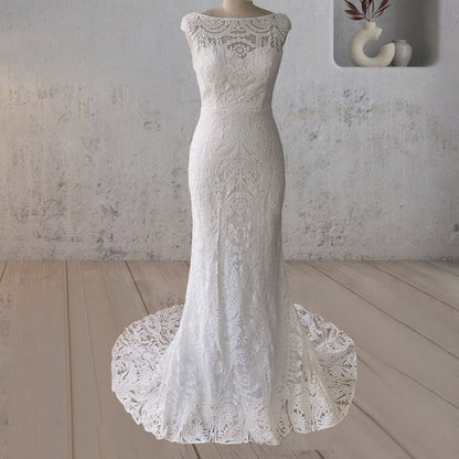 Mermaid Cap Sleeve Lace Wedding Dresses