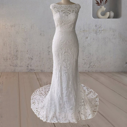Mermaid Cap Sleeve Lace Wedding Dresses