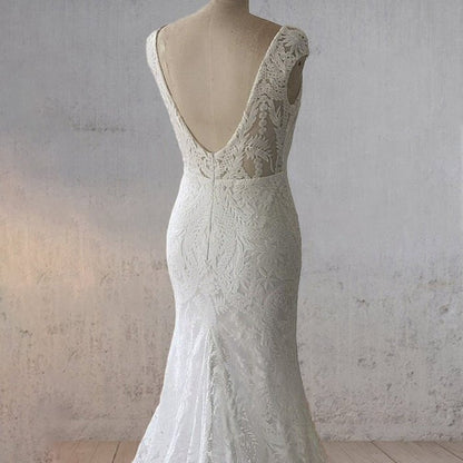 Mermaid Cap Sleeve Lace Wedding Dresses