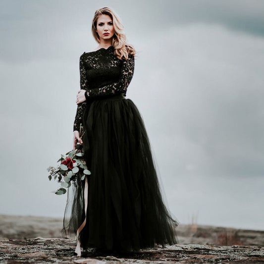 A-line Lace Appliqued Wedding Dresses with Train