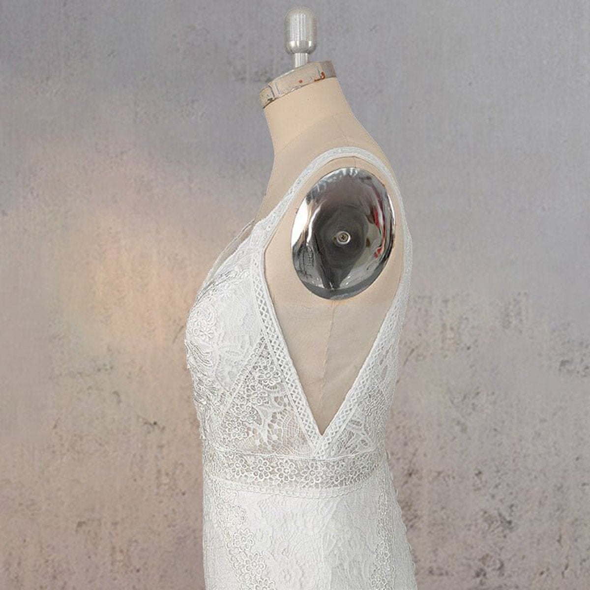 Mermaid V Neck Illusion Wedding Dresses