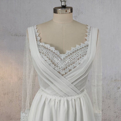 Mermaid Chiffon Long Sleeves Wedding Dresses with Slit