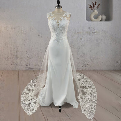 Mermaid Illusion Lace Appliqued Wedding Dresses
