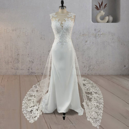 Mermaid Illusion Lace Appliqued Wedding Dresses