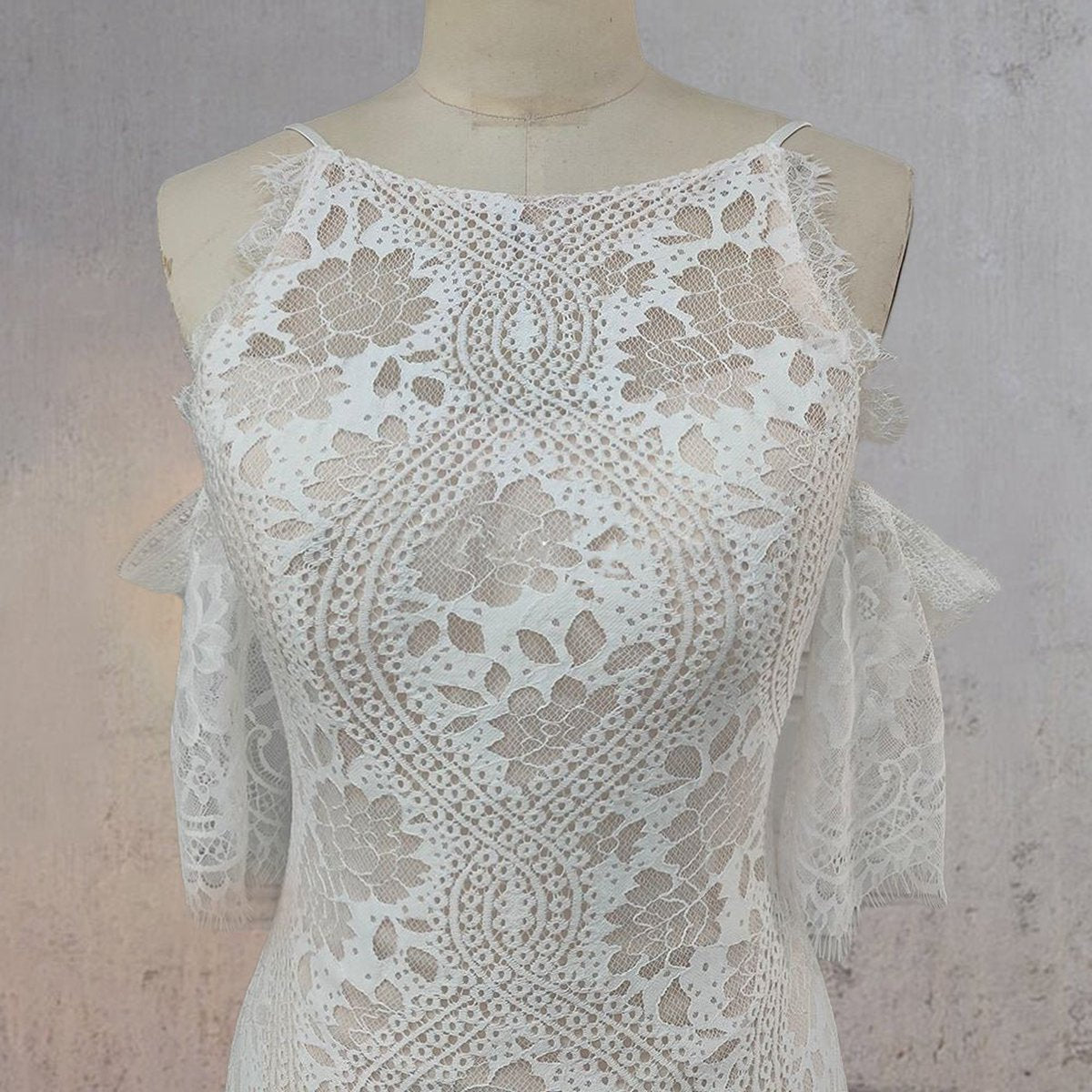 Mermaid Halter Neck Lace Wedding Dresses