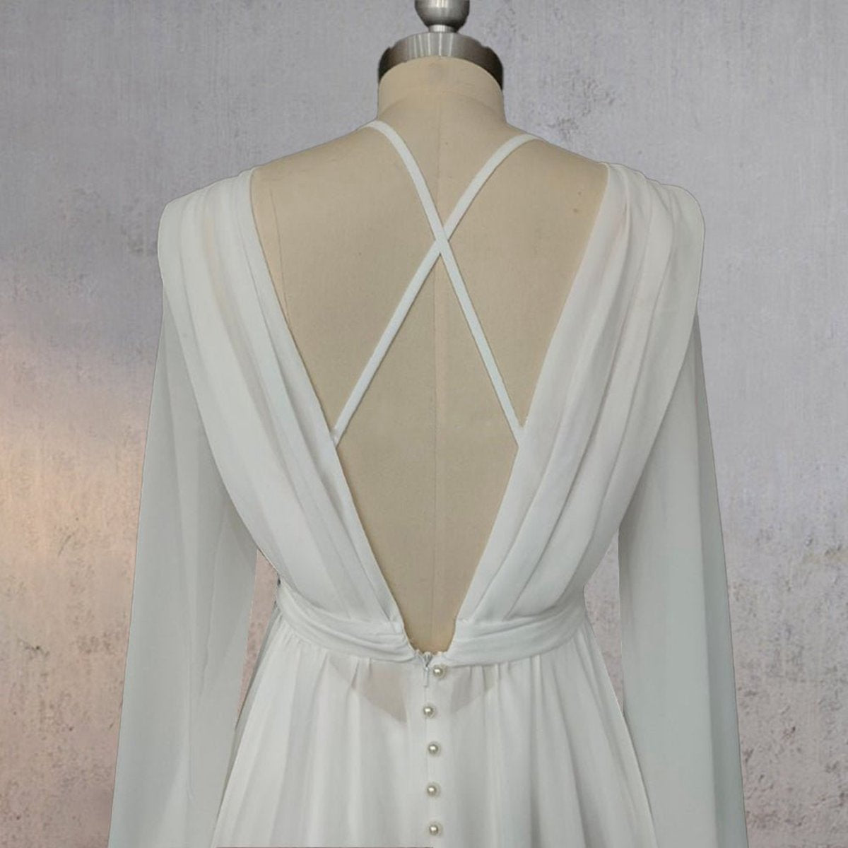 A-line Chiffon Elegance Wedding Dresses with Sweep Train