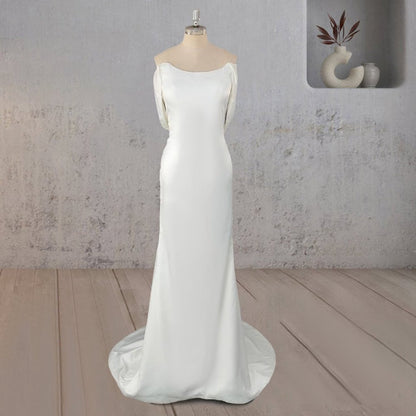 Mermaid Off Shoulder Appliqued Wedding Dresses with Backless
