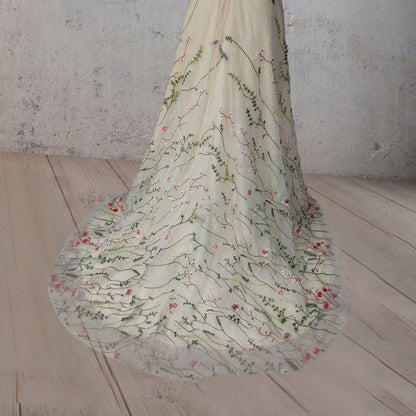 A-line V Neck Sleeveless Floral Enchantment Boho Wedding Dresses