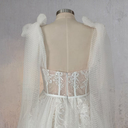 A-line Tulle Lace Flattering Wedding Dresses with Slit