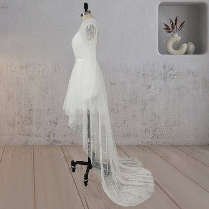 A-line Polka Dot Illusion Charm Asymmetrical Wedding Dresses