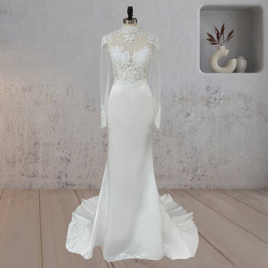 Mermaid Lace CoveButton Back Wedding Dresses