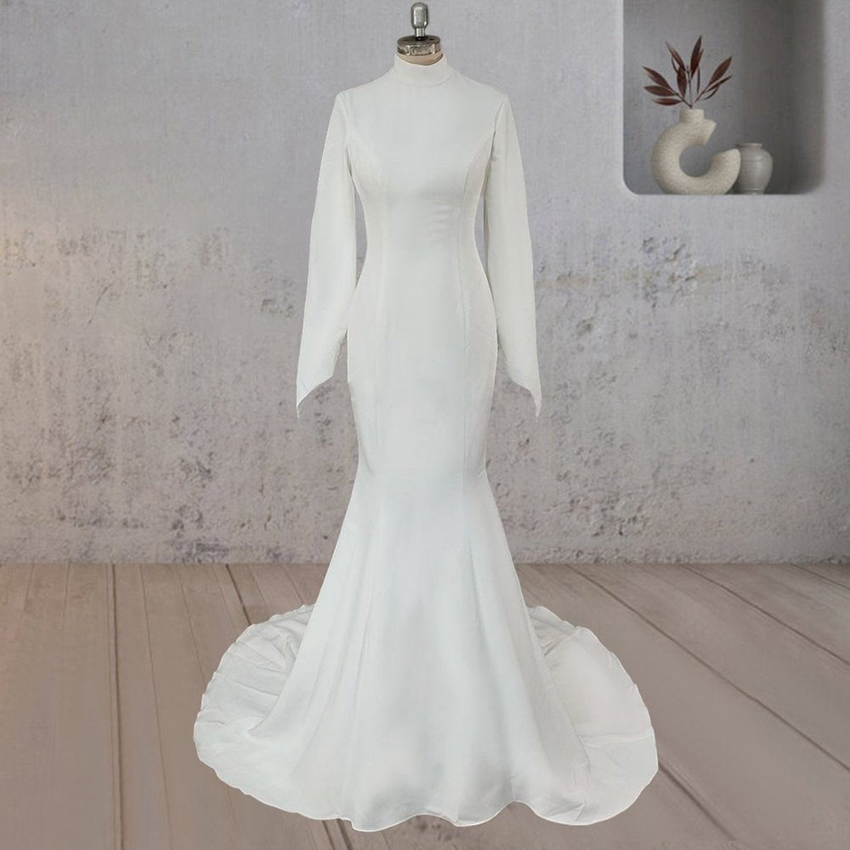 Mermaid Open Back High Neck Wedding Dresses
