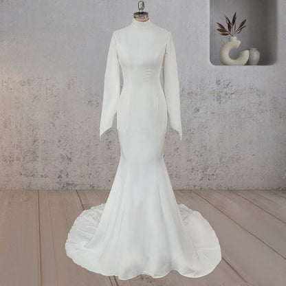 Mermaid Open Back High Neck Wedding Dresses