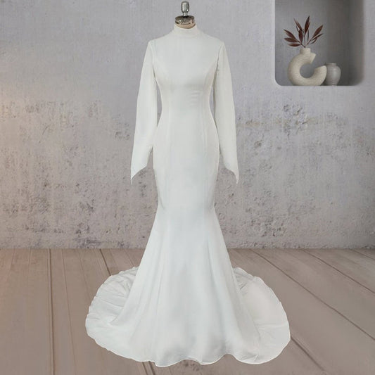 Mermaid Open Back High Neck Wedding Dresses