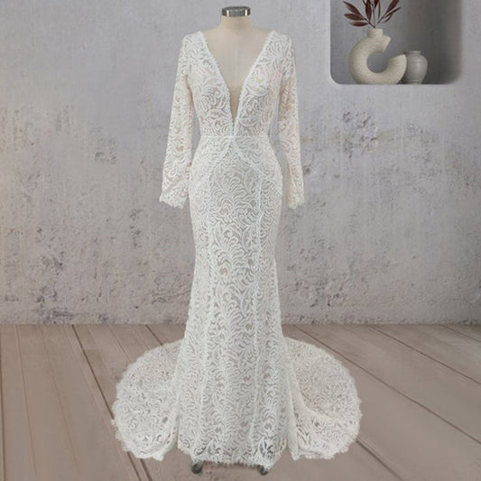 Mermaid Whisper Lace Embroidery Bridal Gown Wedding Dresses