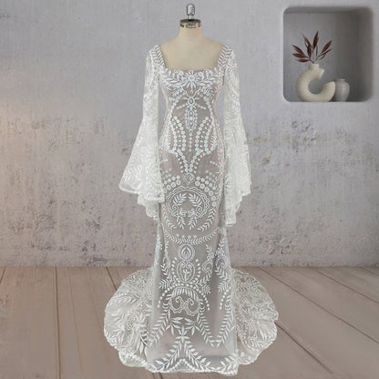 Mermaid Enchantment Flower Prints Wedding Dresses