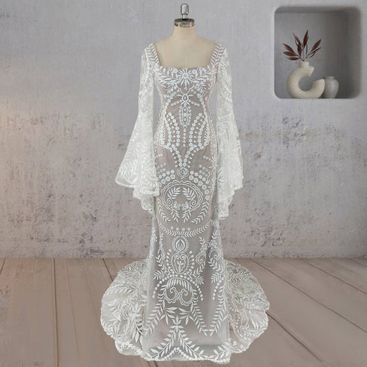 Mermaid Enchantment Flower Prints Wedding Dresses