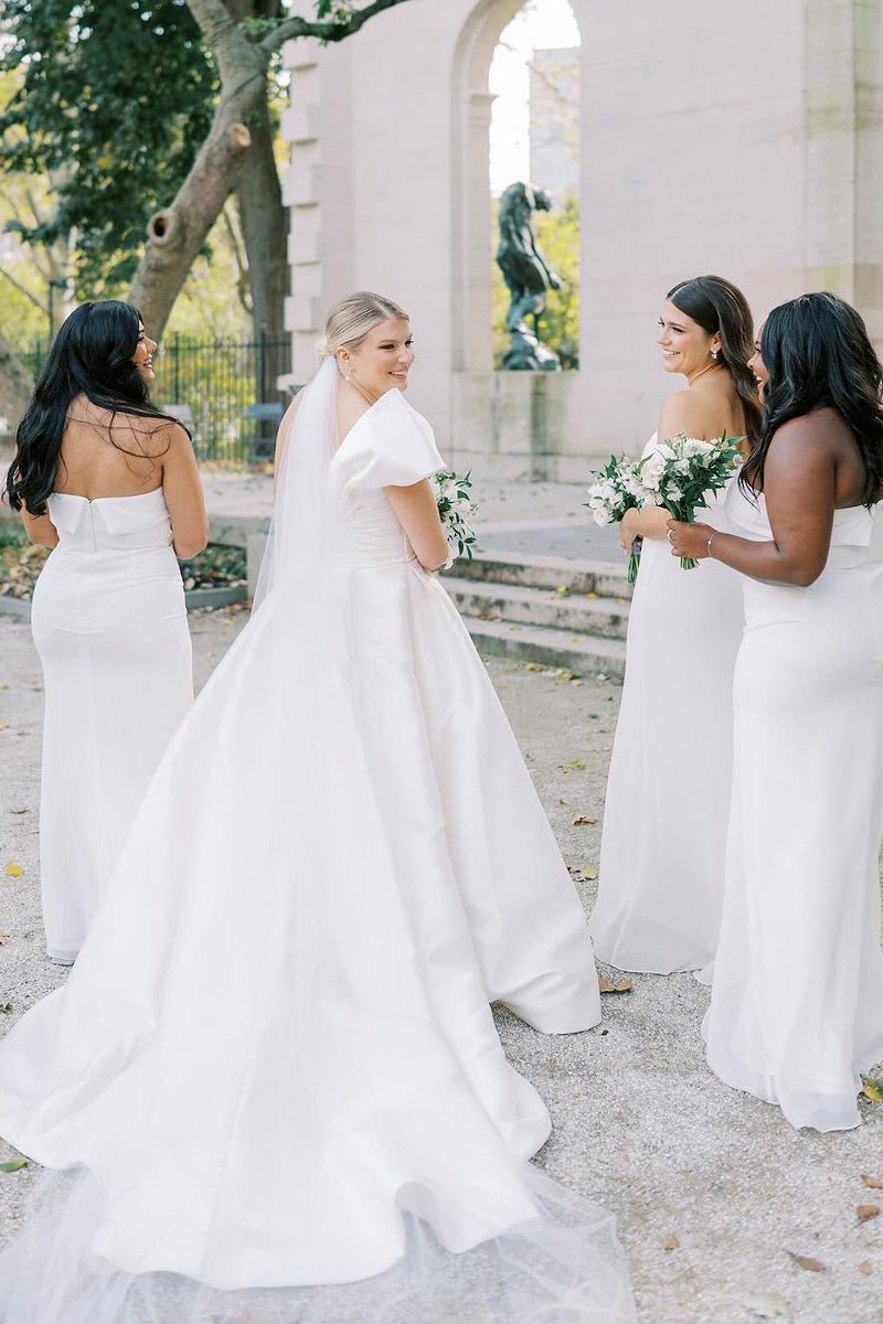 Elegant A-line One Shoulder Satin Wedding Dresses