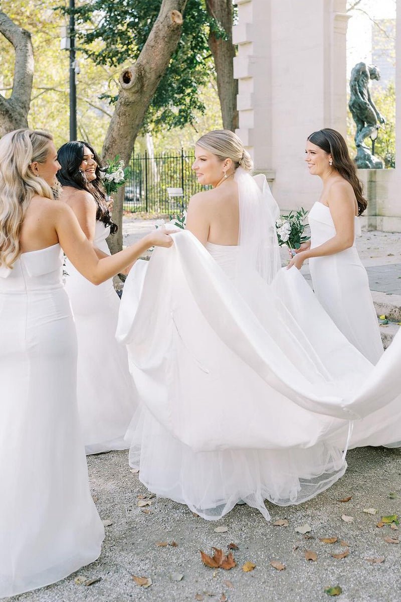 Elegant A-line One Shoulder Satin Wedding Dresses