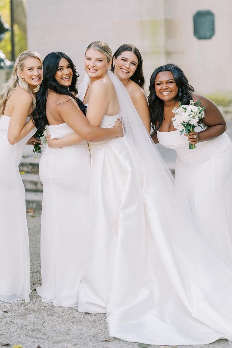 Elegant A-line One Shoulder Satin Wedding Dresses