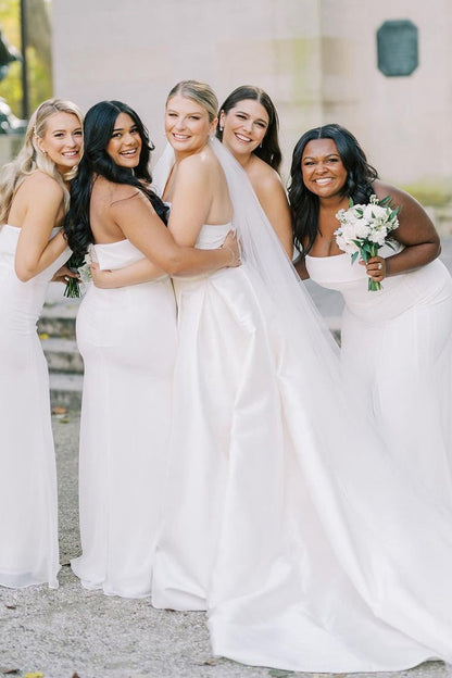 Elegant A-line One Shoulder Satin Wedding Dresses