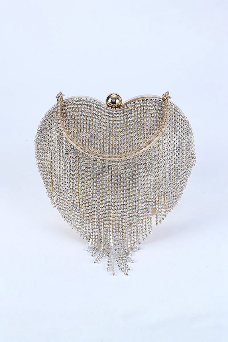 Silver Handle Sweetheart Clutch Bag With Pendant