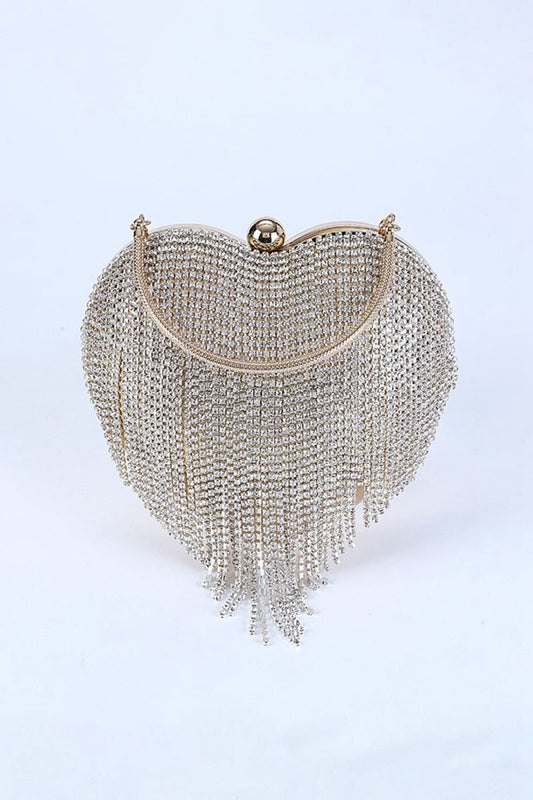 Silver Handle Sweetheart Clutch Bag With Pendant