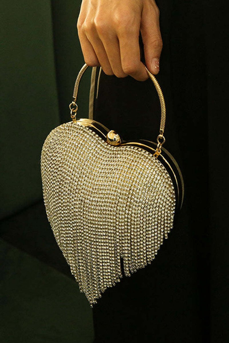 Silver Handle Sweetheart Clutch Bag With Pendant
