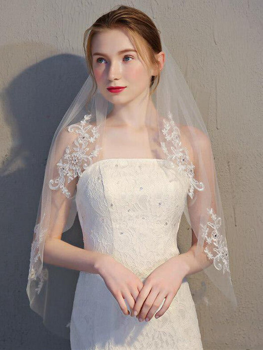 Simmple Short Wedding Veil Lace Mantilla Veils