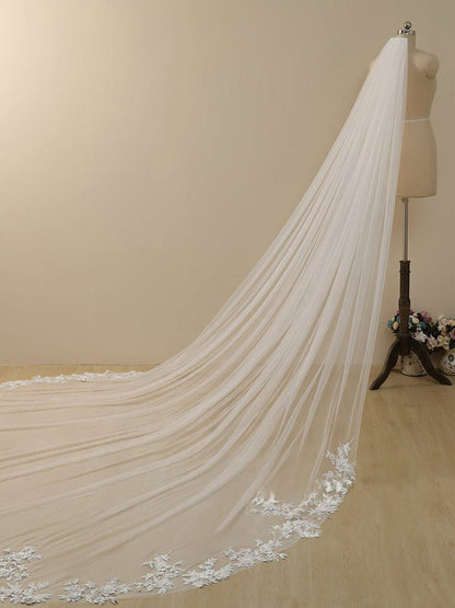 Delicated Flower Lace Cathedral Veil Bridal Veil Wedding Veil