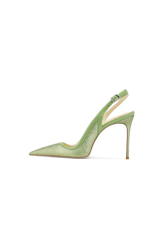 Slingback Mid Heel Stiletto Sandals