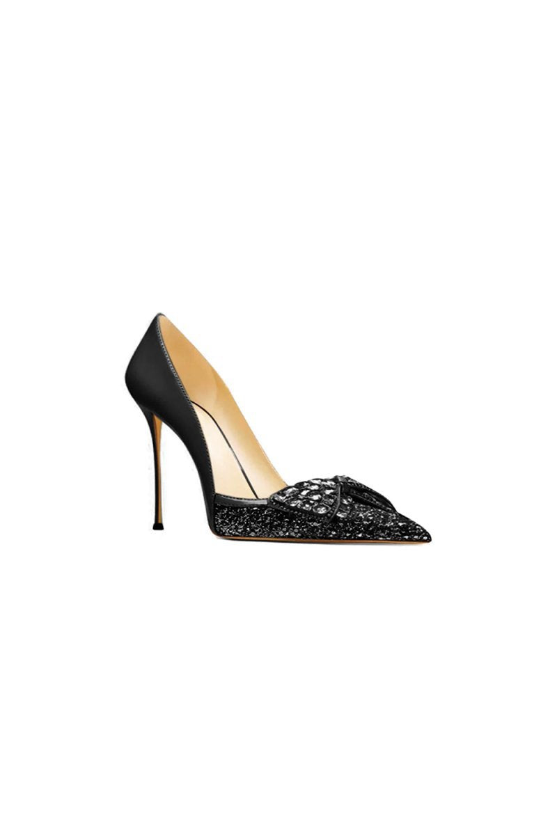 Stiletto Heel Bow Mid Heel Pumps