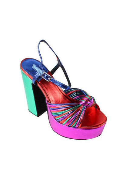 Chunky Knotted Block Heel Platform Sandals