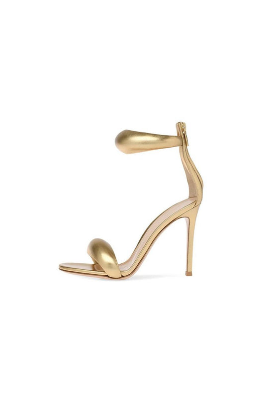 Ankle Strap Leather Stiletto High Heel Sandals